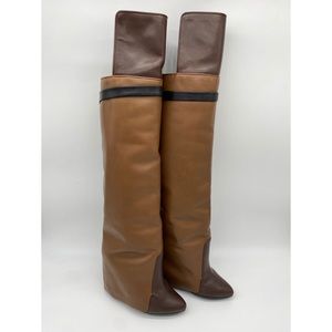 Givenchy Brown Leather Color block Heel Boots s. 7